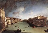 Canaletto Canvas Paintings - Grand Canal, Looking Northeast from Palazo Balbi toward the Rialto Bridge